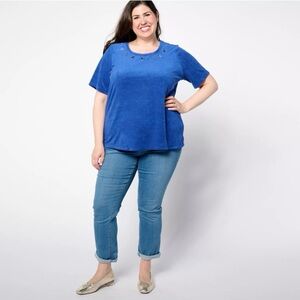 Denim & Co. Beach Knit Terry Short-Sleeve Top size 4X NWT
